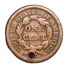 1848 Braided Hair Large Cent Nice Brown Color  g Details Holed