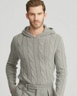Ralph Lauren Purple Label Mens Grey Cable Knit Cashmere Hoodie Sweater  1 495
