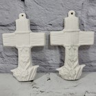 Vintage Ceramic Bisque Cross Ornaments Christmas Easter Lot Of 4 Ready To Paint