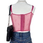 Jolie Intimates Corset Top Women 36b Pink Floral Mesh Sheer Bustier Y2k Coquette