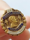 Vintage Thomas Edison Industries 25 Years 10k Yellow Gold Pin Honorable Service