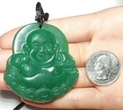 Feng Shui Jade Money  happy laughing Buddha Amulet Pendant Necklace For Protect