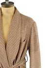 Vintage 30s 40s Hartleys Wool Tan   Red Houndstooth Shawl Collar Blanket Robe L