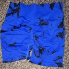 Blue Black Tie Dye Women s Athletic Stretch Athletic Shorts Activewear M
