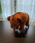 Antique Steiff Style Bear On Wheels Pull Toy Glass Eyes Hump Back 1920s Felt Pad
