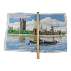 Vtg Ulster Pure Irish Linen Tea Towel W House Of Parliament Boat Souvenir 29x19 