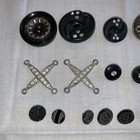 Vintage Lot Of 70  Black   Rhinestone  Faceted Buttons  Mixed Materials   Sizes