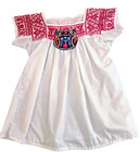 Handmade Mexican Embroidered Top Boho Cottage Core Hippie Med