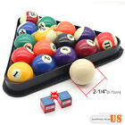 2-1 4  Pool Table Billiard Ball Complete 16 Balls 57 2mm With Triangle Rack Set