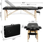 84  L Massage Table 2 Fold Adjustable Portable Facial Spa Salon Bed Tattoo Black