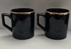 Boeing Coffee Mugs Set Of 2     Vertol Ch-47 Chinook Gold Trim Cobalt Blue Vintage