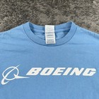Vintage Boeing Shirt Mens Small Blue Crew Neck Short Sleeve Volunteer Logo Y2k