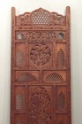 Indian Hand Carved Teak Wood Screen Panel Geometric Floral Design