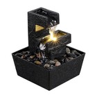 8  Black Tabletop Water Fountain With Led Light - Indoor outdoor Zen D  cor  Rela