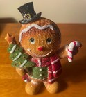 Gingerbread Man Figurine Candy Cane Top Hat Christmas Tree Kitchen Decor New