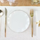 Round Plastic Salad Dinner Plates Gold Wavy Rim Party Disposable Tableware