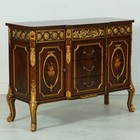 No Tariffs  Server Sideboard Console Hand Carved Mahogany Gold Leaf And Inlay