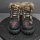 Timberland Boots Kids Size 10 Leopard Fur Lined Paw Print Snow Winter 12807