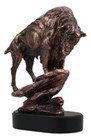 Large North American Bison On Steep Rock Statue 11 h Electroplated Bronze Resin