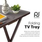 Pj Wood Folding Tv Tray Tables With Compact Storage Rack  Espresso  5 Piece Set