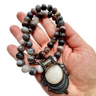 Mexico Cii Striped Agate Sterling Silver Pendant 18 Inch Necklace