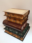 Vintage 50s Italian Tole Faux Book Stack Side Table Metal 19  Tall