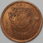 Masonic Penny  Columbia R a  Chapter No  91  Philadelphia Pa  Uncirculated