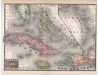 Cuba Jamaica Porto Rico And San Domingo 1890 Fine Antique Engraved Map