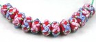 8 Handmade Lampwork Glass Rondelle Beads  primrose Flower  Pink Blue On Red 