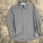 Egara Dress Shirt Mens L Grey Striped Slim Fit Non-iron Long Sleeve Button Down