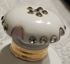 Vintage 1950s Geo Z Lefton Porcelain Vanity Bathroom Dresser Set 3 Bottles W Lid