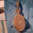 Antique Wooden Maritime Wood   Iron Double Block Tackle Pulley W  Hook   Ring