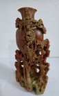 Vintage Chinese Soapstone Chrysanthemums   Foliage Vase Sculpture China-pre 1921