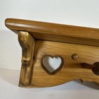 Vintage Wooden Wall Hanging Shelf W  Heart Shaped Cutout W  Pegs