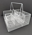 White Wire Caddy Outdoor Dining Picnic Condiments Utensils Plates Napkins