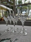 Six  6  Gorham Crystal  diamond Clear  Pattern Wine Glasses Goblets - Excellent