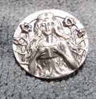 Vintage Antique Metal Picture Button Young Girl Reading A Book