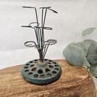 Antique Wire Flower Frog Weighted 1930s Metal Green Cast Iron J p o Patd Vintage