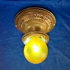 Set Of Three 3 Flush Mount Antique Polychrome Finish Fixtures Rare 15h