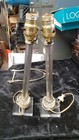 Pair Vintage Mid Century Clear Glass 16  Table Lamps Working