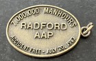 Vintage Brass Hercules Powder Company Radford Ordnance Safety Award Keychain