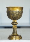 Large Golden Chalice Ritual Goblet Hand-painted Metallic Finish Excellent Detail