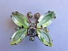 Czech Vintage Glass Rhinestone Button Vaseline Uranium Glows In Dark  Butterfly