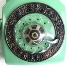 Itt Model 500 Rotary Phone Oct 1967 Mint Green Rare Silver Filigree Overlay