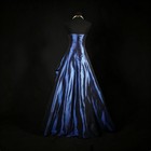 Strapless Navy Blue Satin Evening Gowns With Beaded Applique Formal Prom Dresses