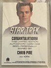 Star Trek Chris Pine Rare Autographed Insert Card 2010