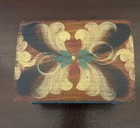 Vintage Tole Hand Painted Dome Shaped  5  Wooden Sewing Jewelry Box Sweden
