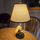 Vintage 90s Wooden Biplane Airplane Table Lamp Kids Nursery Decor Shade Works