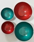 Vintage Emalox 2 Red 2 Green 6    4  Bowls Norway Enameled Aluminum