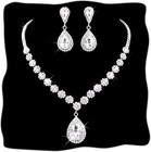 Brishow Rhinestone Necklace And Earring Set Silver Crystal Wedding Jewelry Sets 